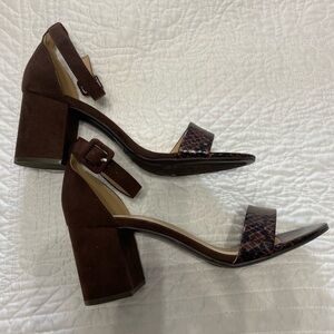 CL by Laundry Womens Snake Print Brown Heels Size 10